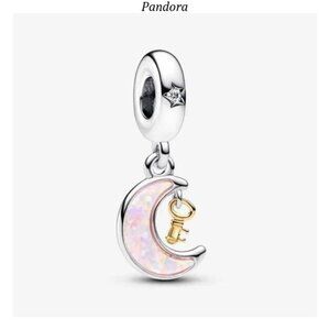 Pandora Two-tone Key & Moon Dangle Charm